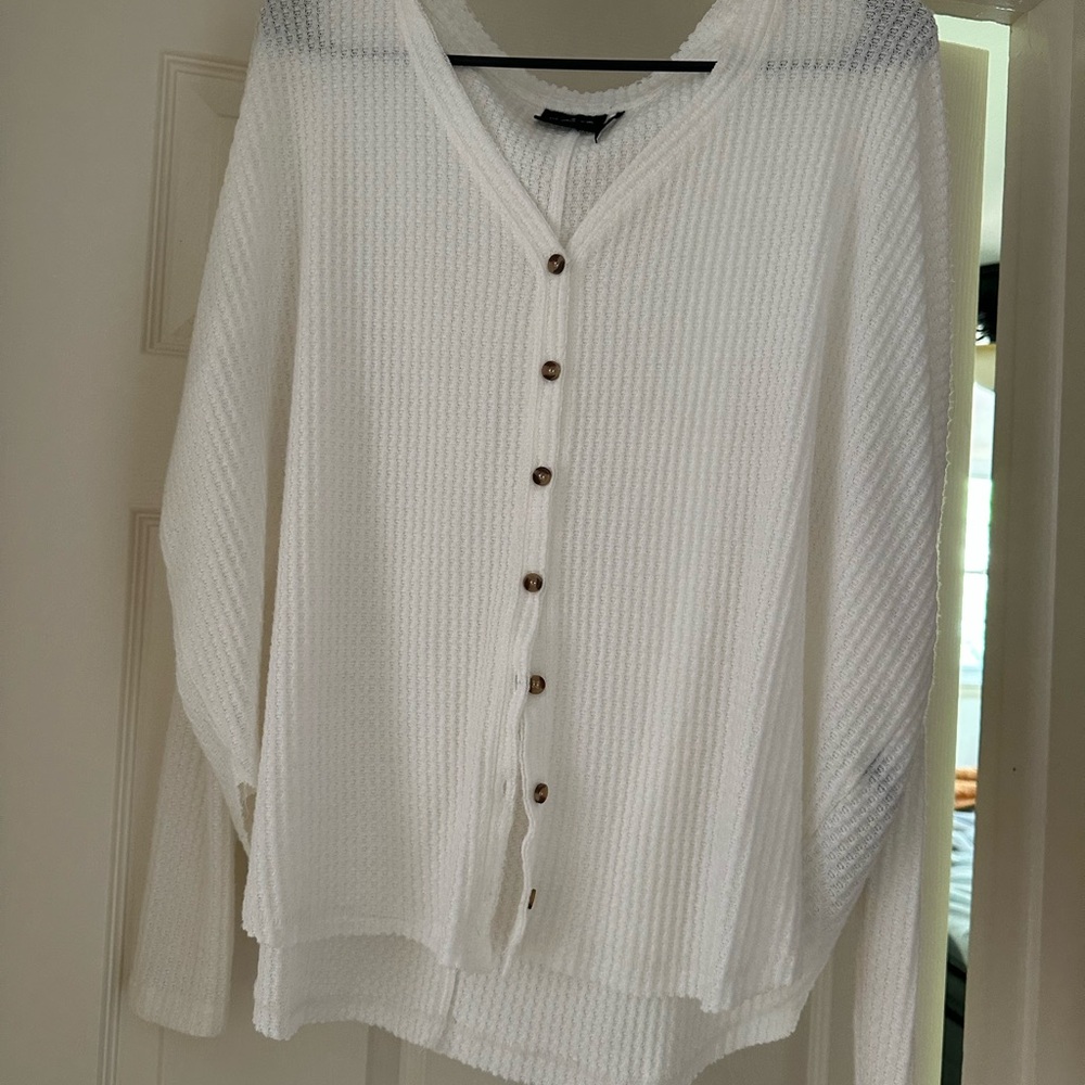 White Button-Up Women's Sweater